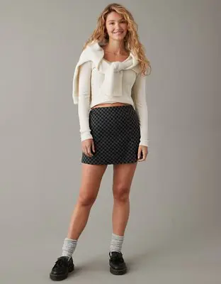 American Eagle It Knit Checkered Mini Skort. 1