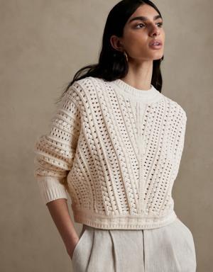 Lexia Cropped Cotton Sweater white