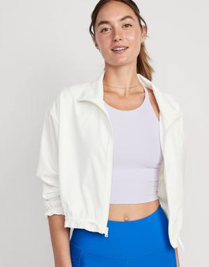 StretchTech Packable Ruffle-Trim Jacket for Women white