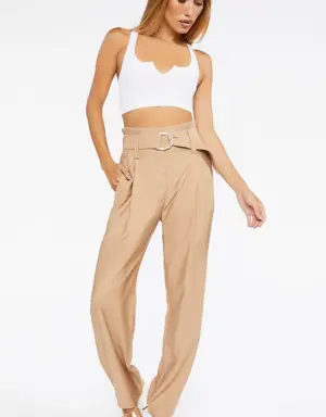 Forever 21 Linen Wide Leg Pants Khaki