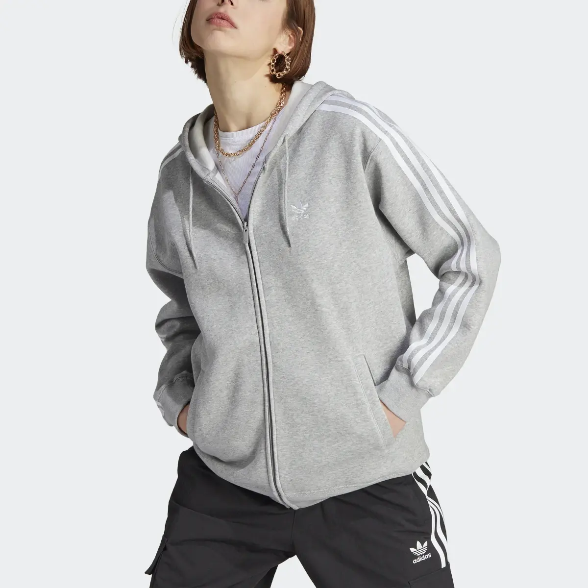 Adidas Veste à capuche entièrement zippée à 3 bandes Adicolor Classics. 1