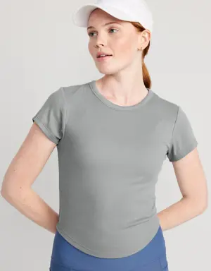 UltraLite Cropped Rib-Knit T-Shirt gray