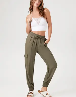 Forever 21 Drawstring Cargo Joggers Olive