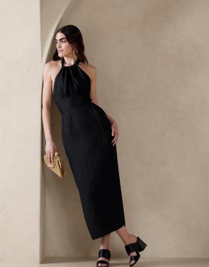 Lisa Linen Midi Dress black