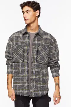 Forever 21 Forever 21 Boucle Plaid Shirt Grey/Multi. 2