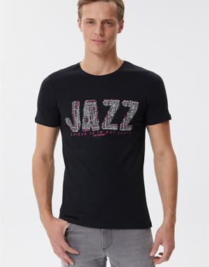 Jazz Erkek Bisiklet Yaka T-Shirt Siyah