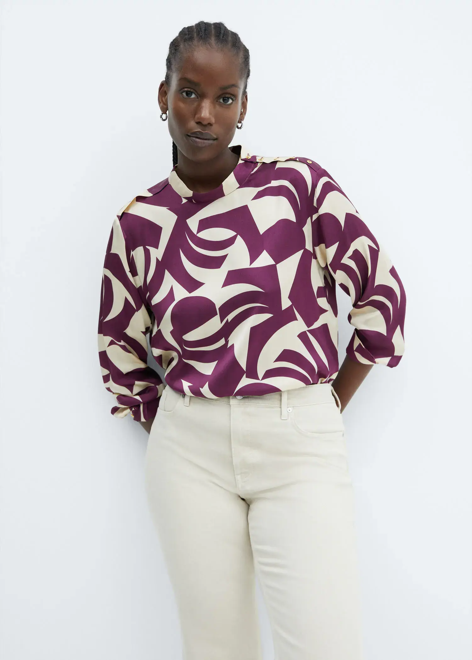Mango Satin print blouse. 1