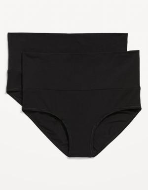 Maternity 2-Pack Rollover-Waist Hipster Underwear black