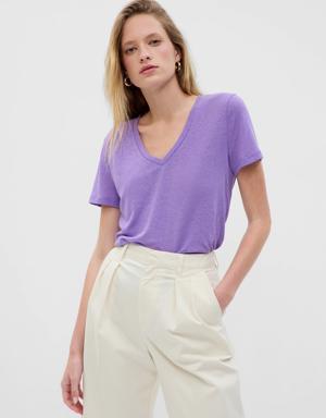 Gap Linen-Blend T-Shirt purple