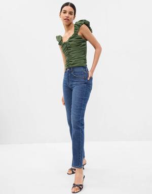 Cropped Ruched Top green