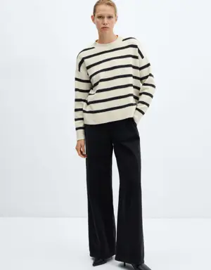 Round-neck striped sweater