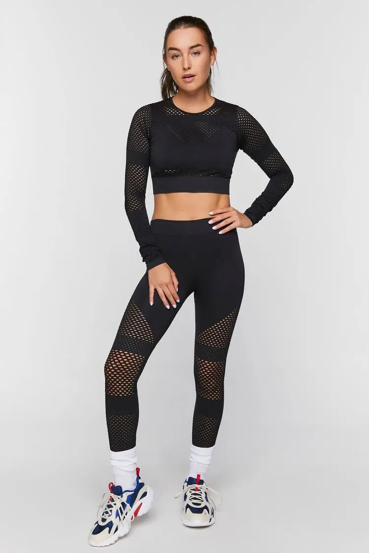 Forever 21 Forever 21 Active Seamless Netted Leggings Black. 1