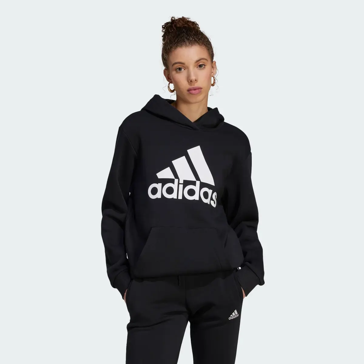 Adidas Essentials Logo Boyfriend Fleece Hoodie. 2