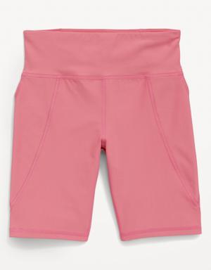 High-Waisted PowerSoft Side-Pocket Biker Shorts for Girls pink