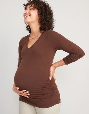 Maternity EveryWear Fitted V-Neck T-Shirt brown