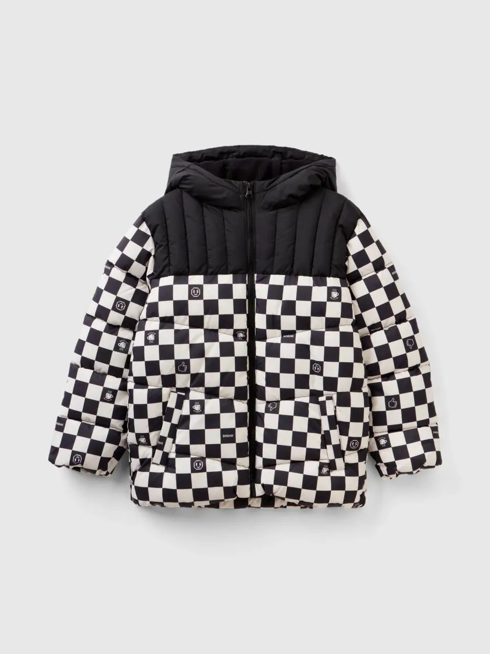 Benetton padded jacket with checkered print. 1