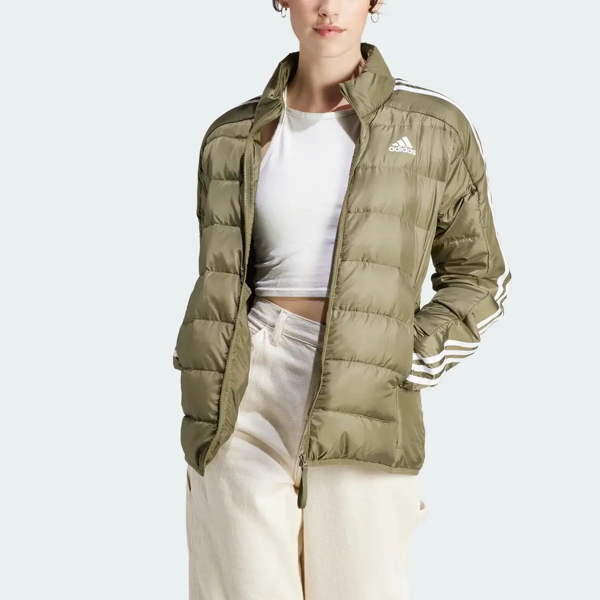 Adidas Essentials 3-Stripes Light Down Jacket. 1