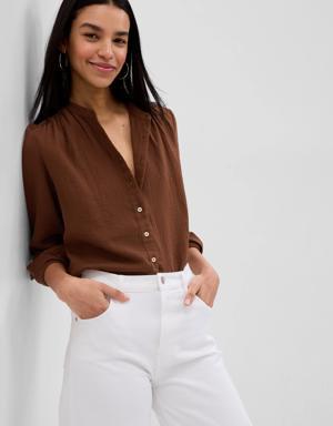 Gap Crinkle Gauze Shirt brown