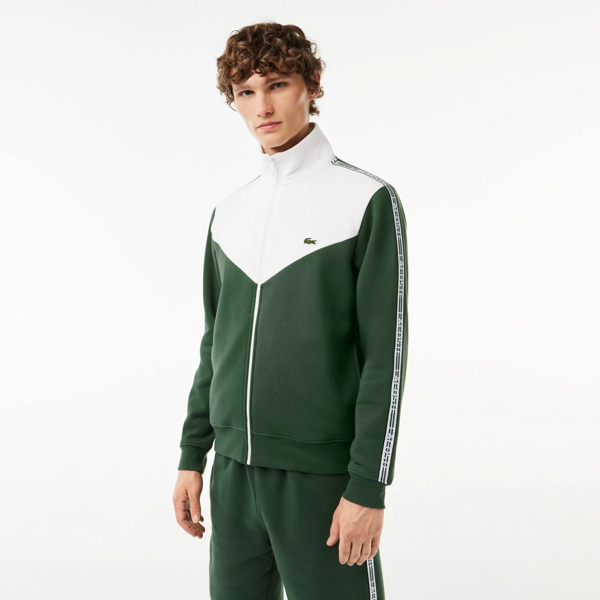 Lacoste Men’s Lacoste Classic Fit Colourblock Zipped Jogger Sweatshirt. 1