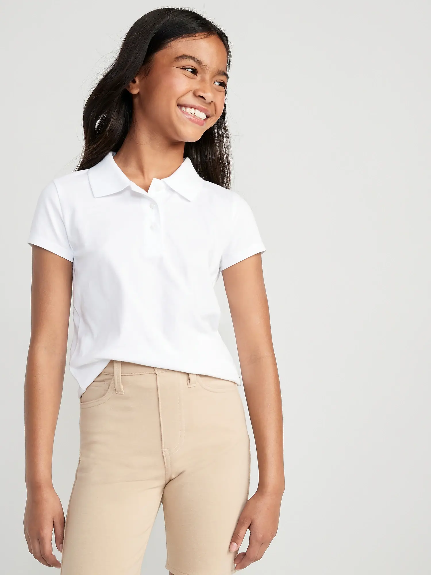 Old Navy Uniform Jersey Polo Shirt for Girls white. 1