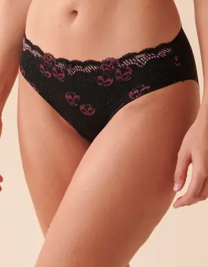 Microfiber and Lace Sleek Back Bikini Panty