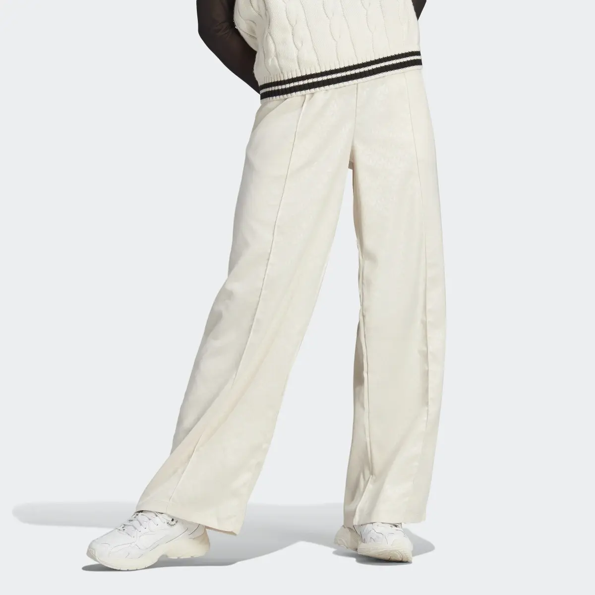 Adidas Trefoil Monogram Satin Track Pants. 1