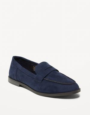 Faux-Suede Penny Loafer Shoes for Women blue