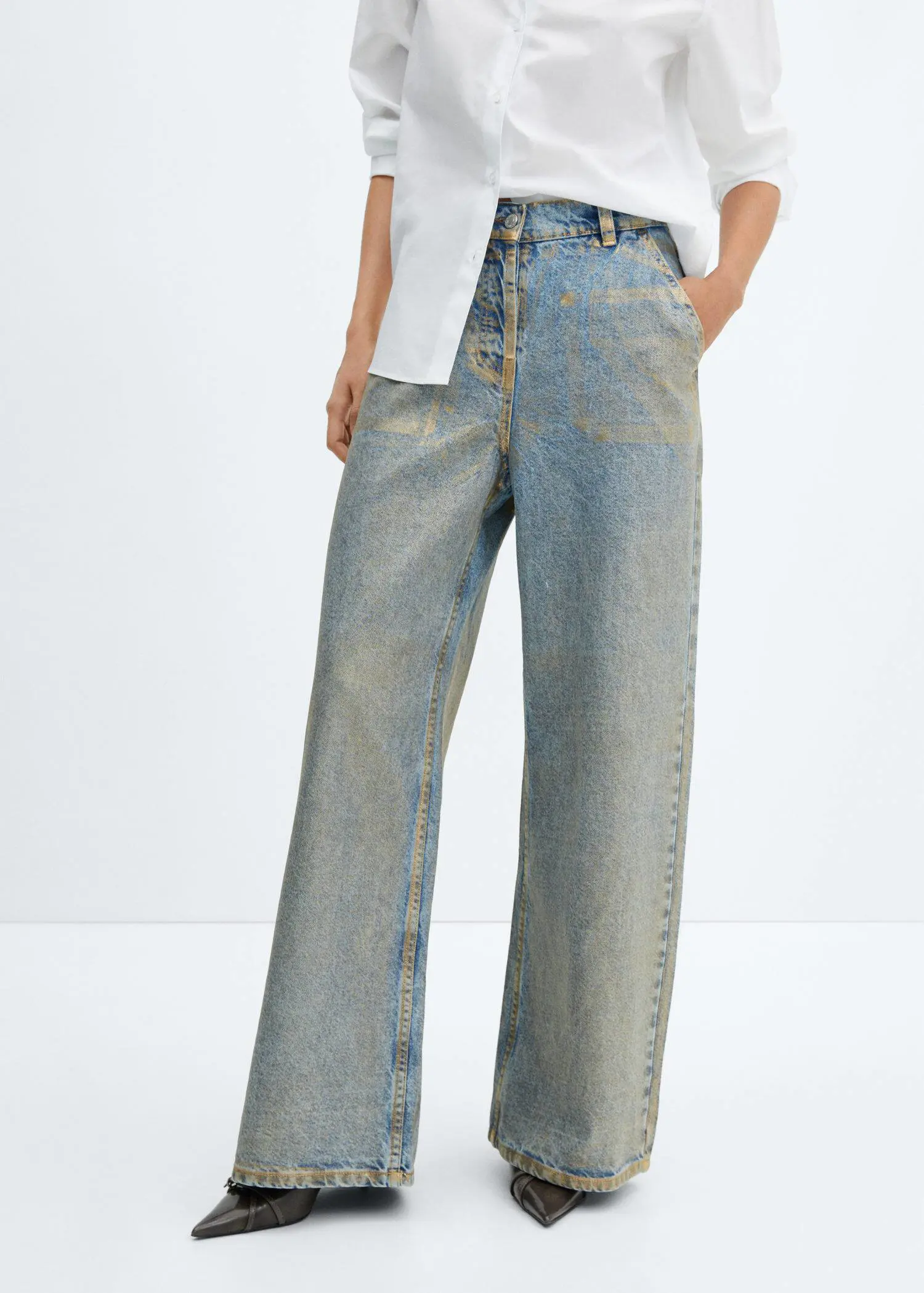Mango Wideleg foil jeans. 2