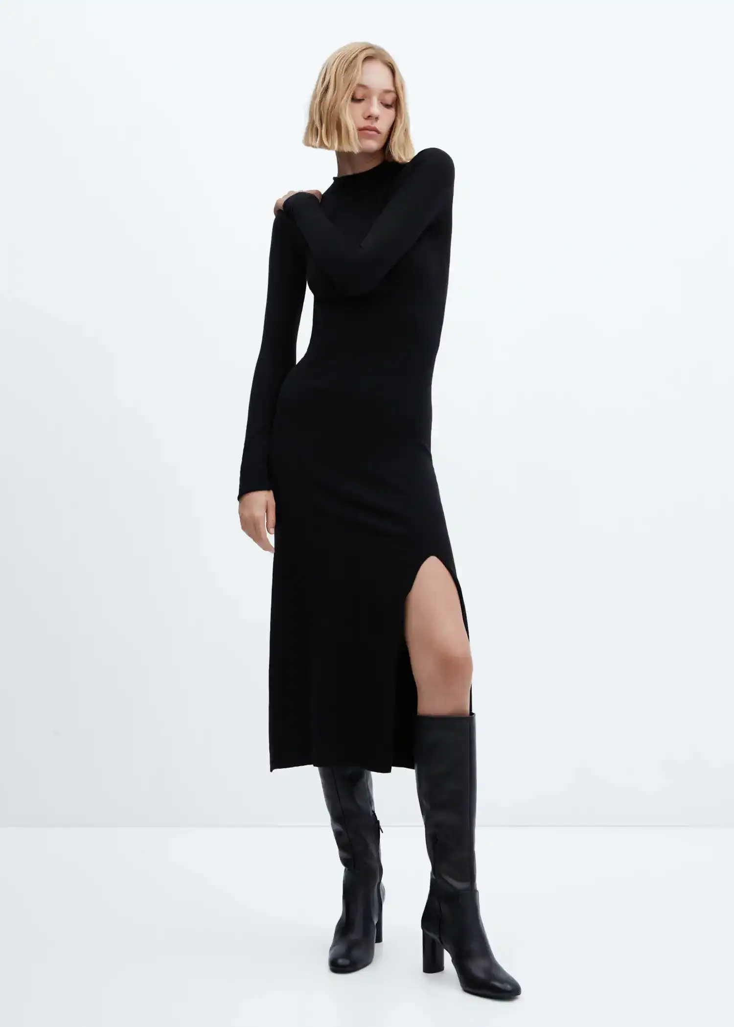 Mango Knitted dress with side slit . 1