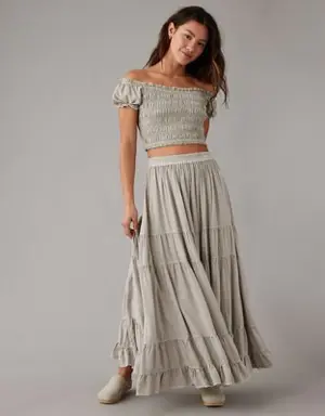 High-Waisted Tiered Maxi Skirt