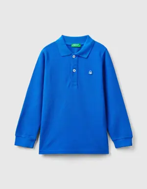 long sleeve polo in organic cotton