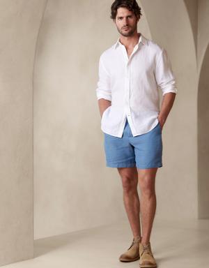 Lino 7" Linen Short blue