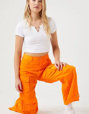 Forever 21 Wide Leg Utility Cargo Pants Orange