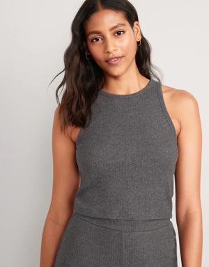 Old Navy Cropped Rib-Knit Tank Top for Women gray