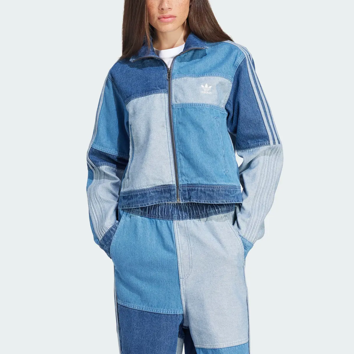 Adidas KSENIASCHNAIDER Denim Patchwork Track Top. 1