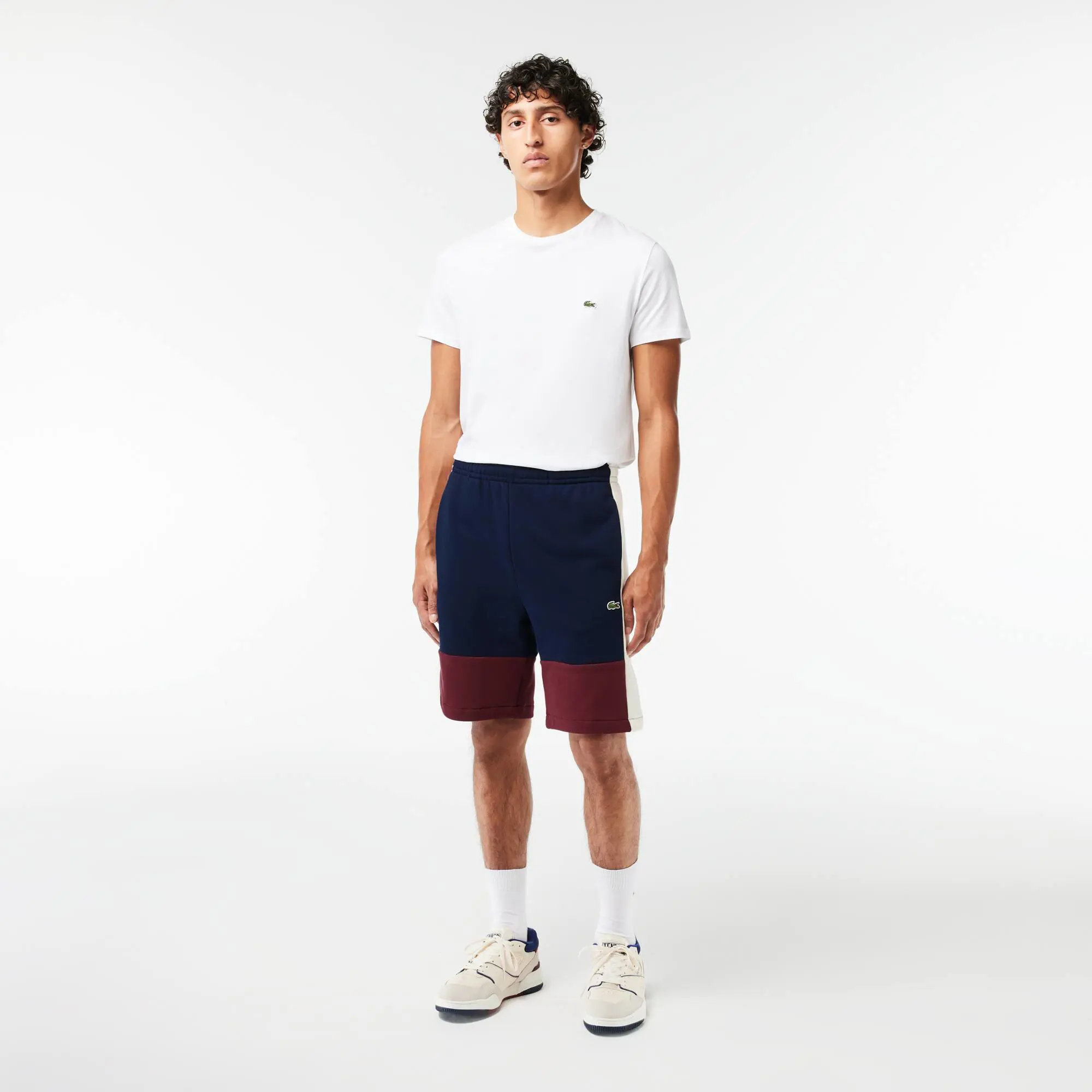 Lacoste Jogger Shorts aus aufgerautem Fleece mit Colourblock. 1