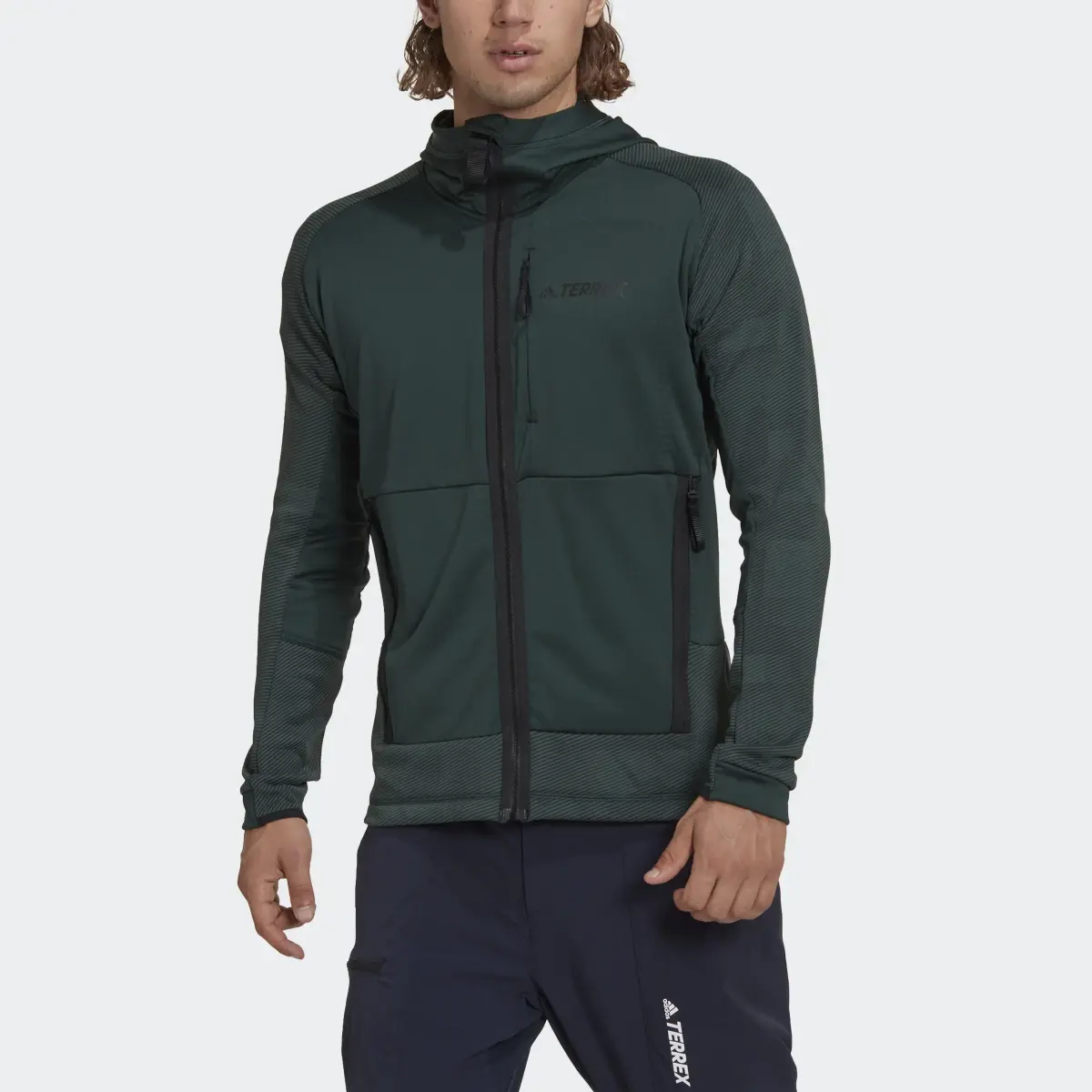 Adidas Terrex Tech Flooce Hooded Hiking Fleece Jacket. 1