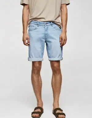 Slim-fit denim bermuda shorts