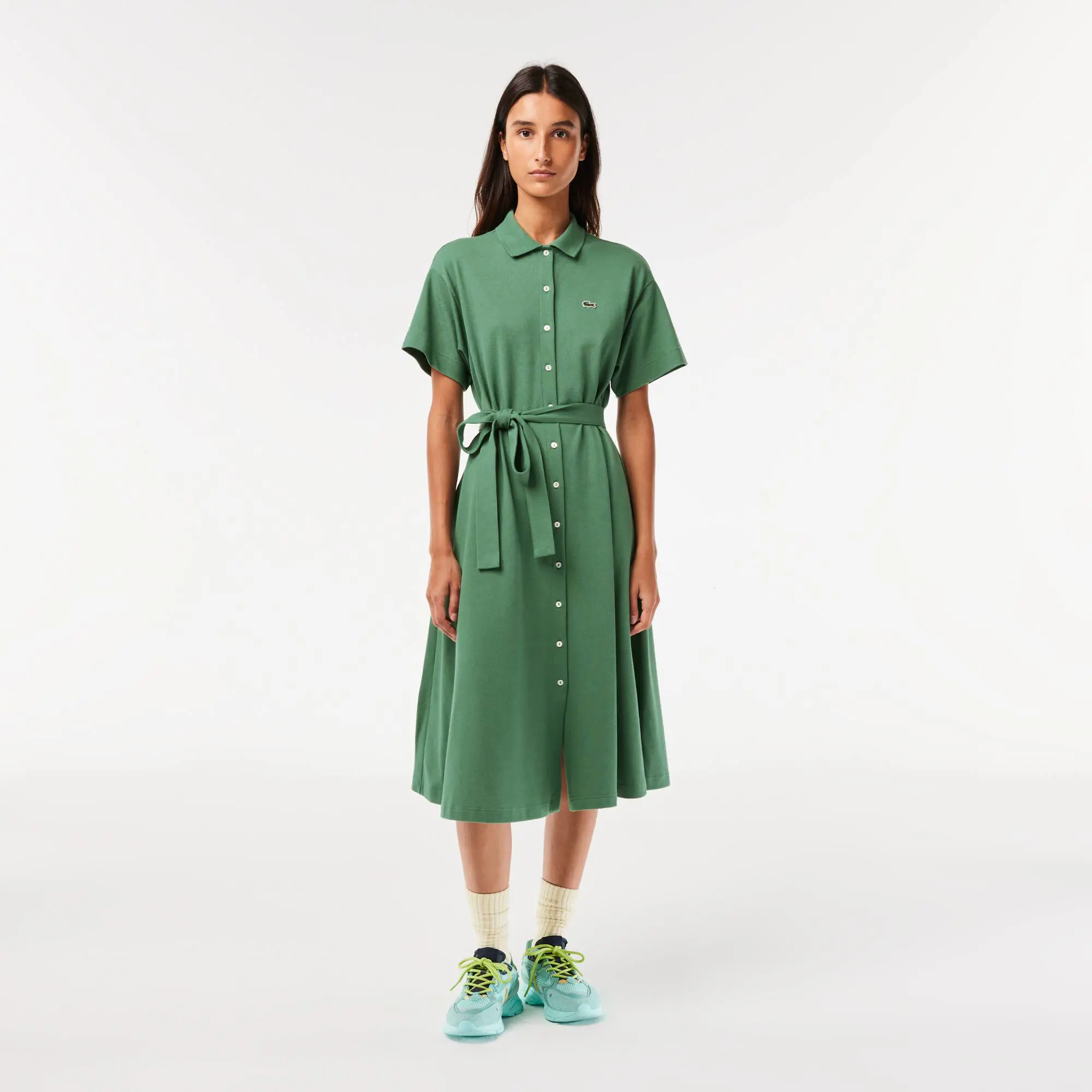 Lacoste Women’s Lacoste Belted Piqué Polo Dress. 1