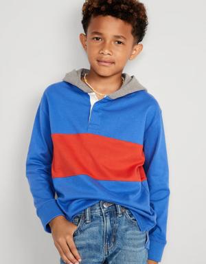 Old Navy Long-Sleeve Hooded Rugby Polo Shirt for Boys blue