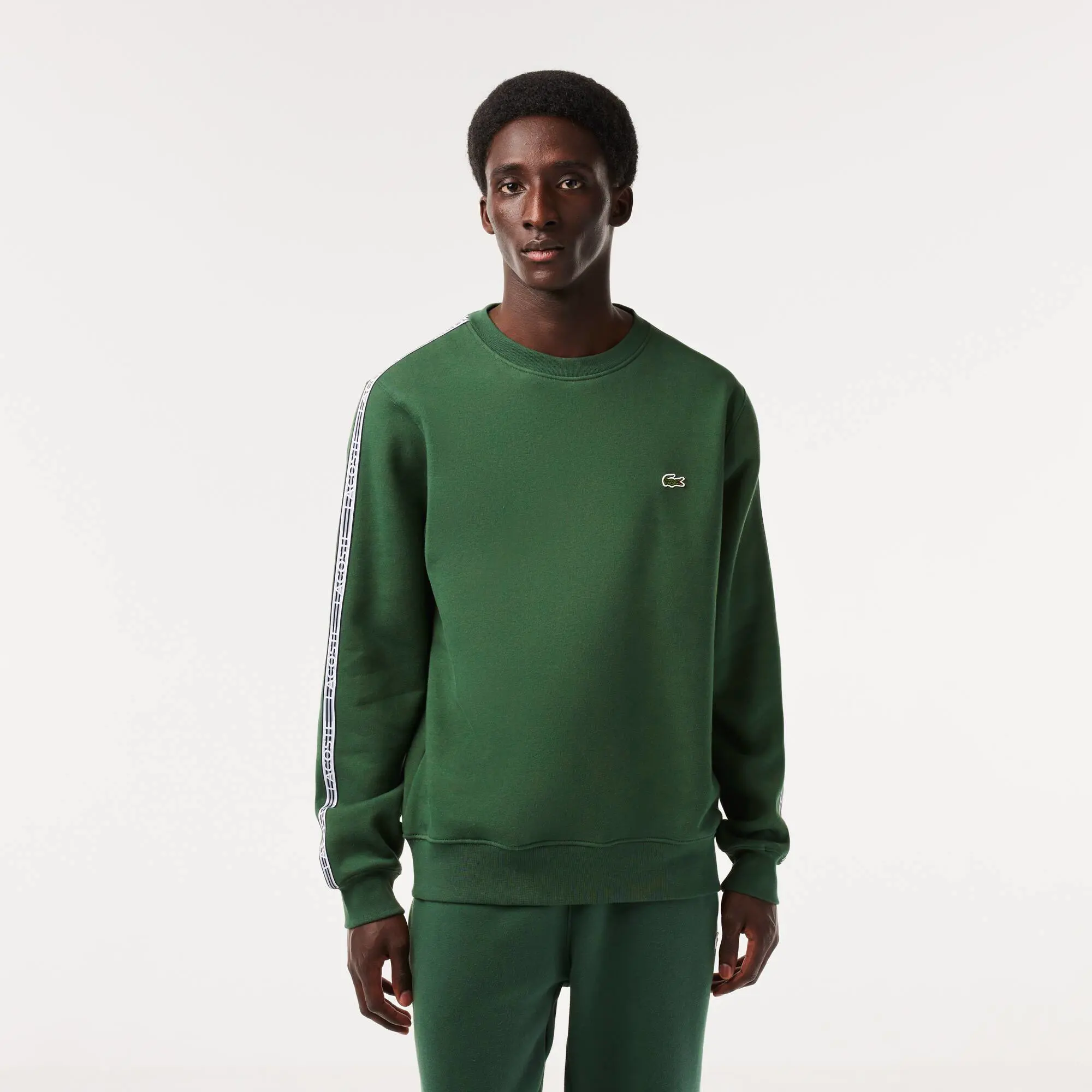 Lacoste Felpa Jogger da uomo in flanella a righe con logo e taglio classico. 1