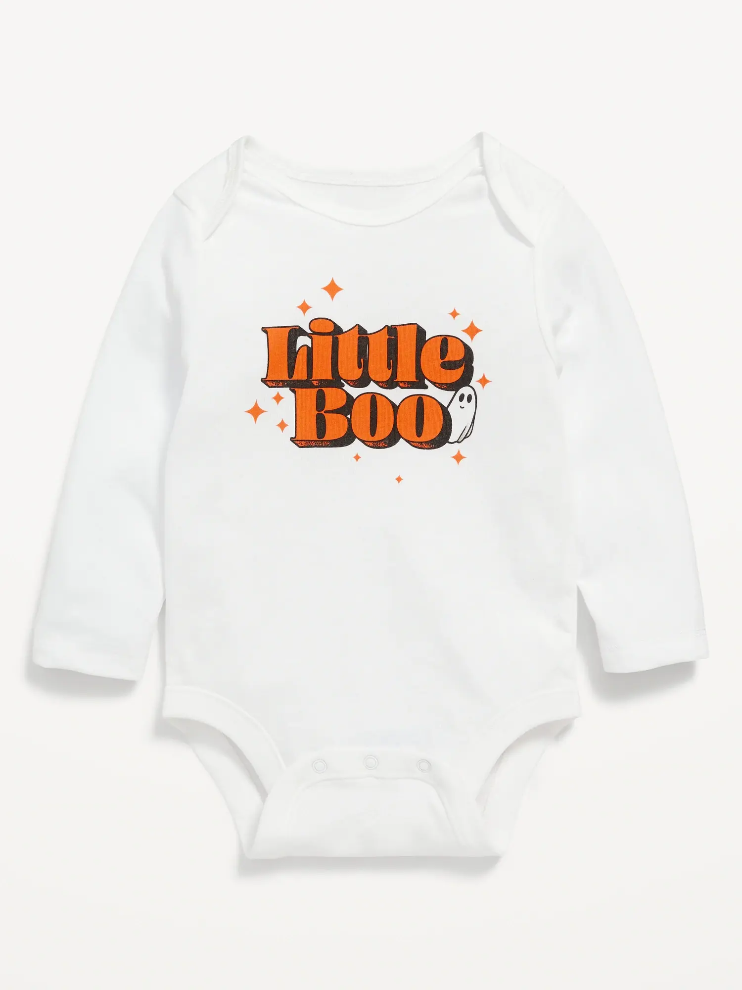 Old Navy Unisex Long-Sleeve Graphic Bodysuit for Baby white. 1