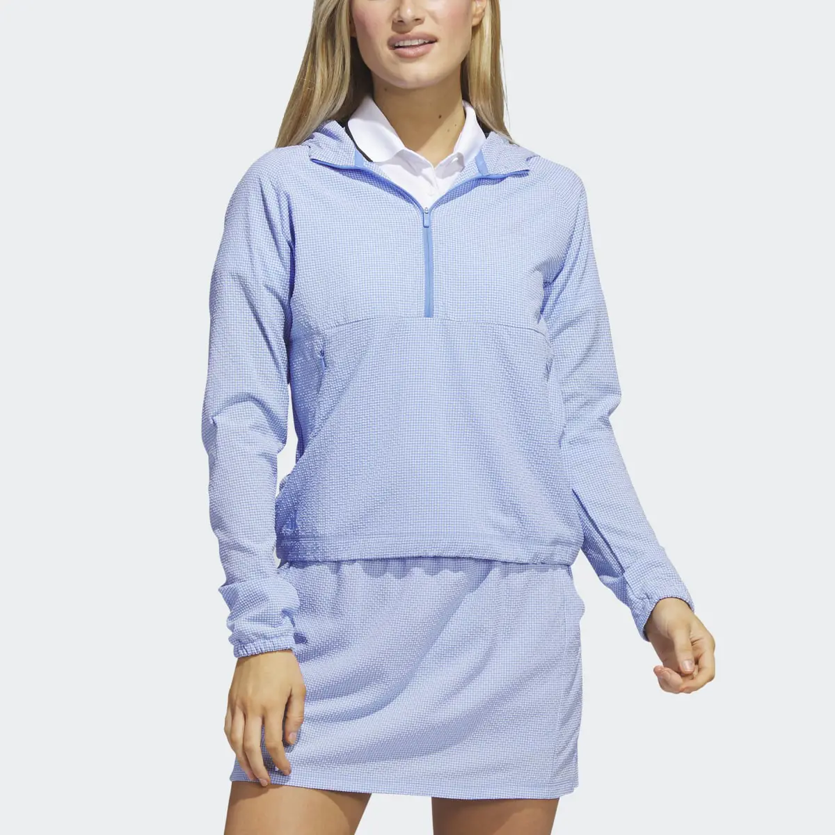 Adidas Seersucker 1/4-Zip Golf Hoodie. 1