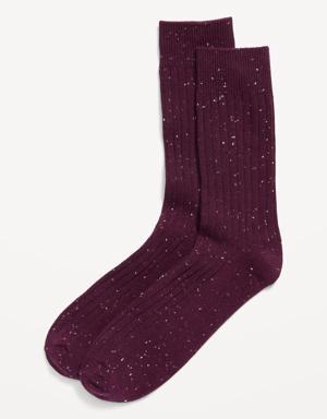 Rib-Knit Speckled-Yarn Socks for Men red