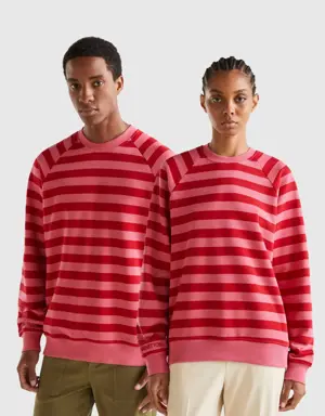 pink and red striped sweatshirt