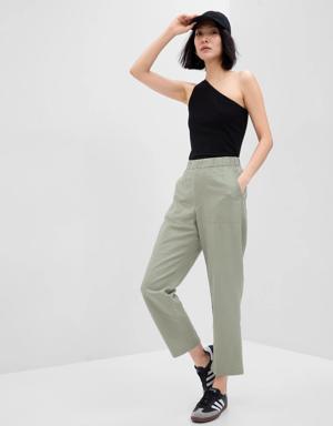 Linen-Cotton Pull-On Pants green