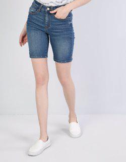 Orta Bel Orta Super Slim Fit Mavi Kadın Jean Şort