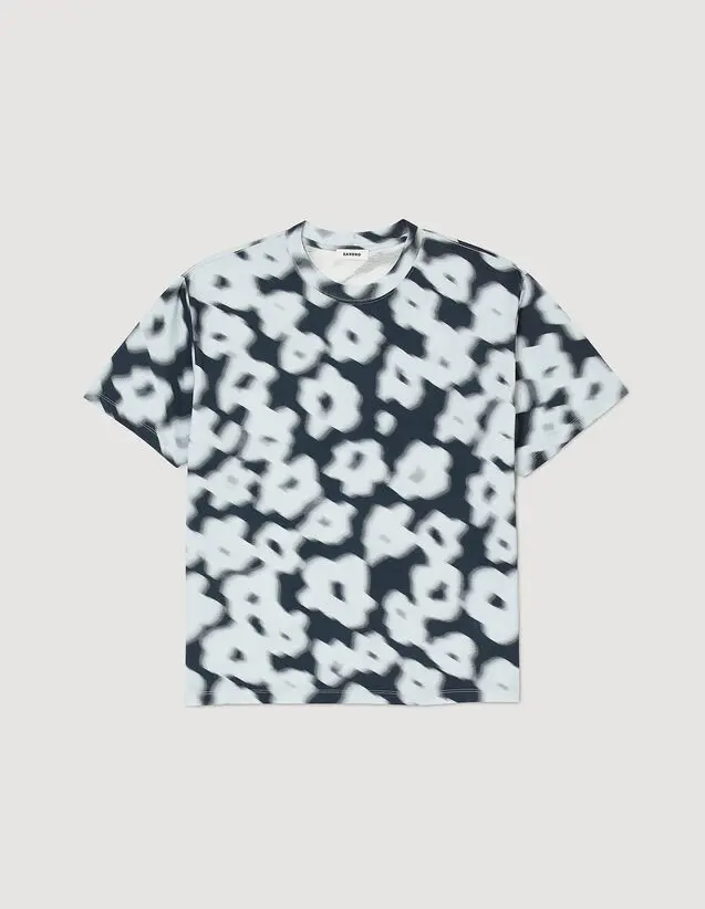 Sandro Blurry floral cotton T-shirt. 2