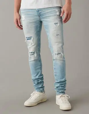American Eagle AirFlex+ Temp Tech Patched Stacked Jean. 1