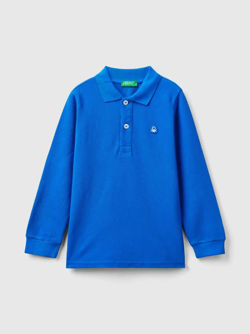 Benetton long sleeve polo in organic cotton. 1